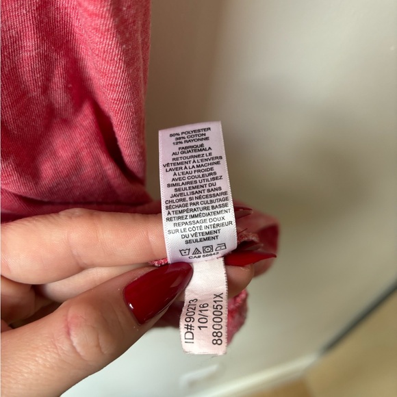 EXPRESS ONE ELEVEN BYE BABY BYE BURNOUT BOXY TEE Coral Short Sleeve Tee Shirt - Picture 3 of 5